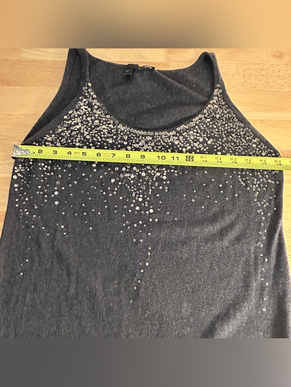 Eileen Fisher L large Sequin tank top Organic Cotton cashmere mix gray sweater - Picture 15 of 16